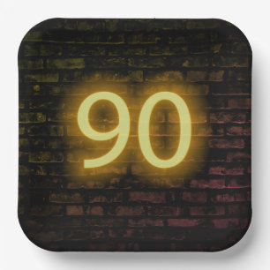 Assiettes En Carton Anniversaire Neon 90 Connexion Mur de briques