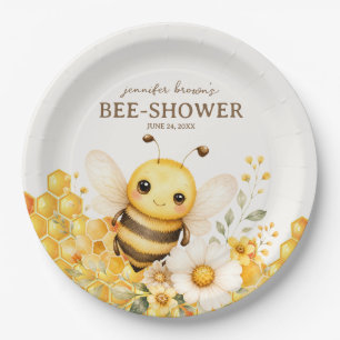 Assiettes En Carton Anniversaire ou Baby shower abeille à miel drôle