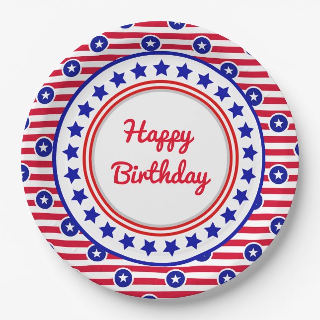 Assiettes En Carton Anniversaire patriotique (Devant)