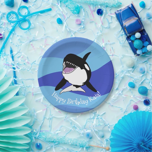 Assiettes En Carton Anniversaire personnalisé de la baleine tueuse Orc (Fête)