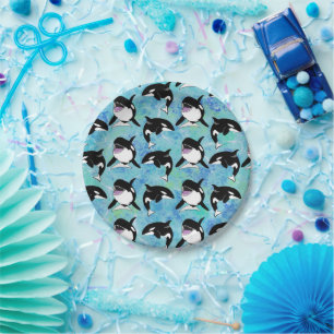 Assiettes En Carton Anniversaire personnalisé de la baleine tueuse Orc