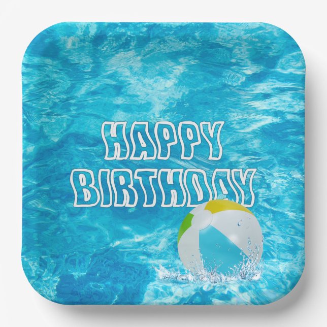 Assiettes En Carton Anniversaire Pool Party Fun (Recto)
