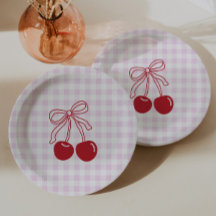 Anniversaire Rétro Cerise Gingham Rose