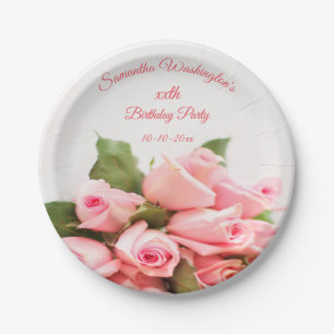 Assiettes En Carton Anniversaire romantique de bouquet de rose de rose