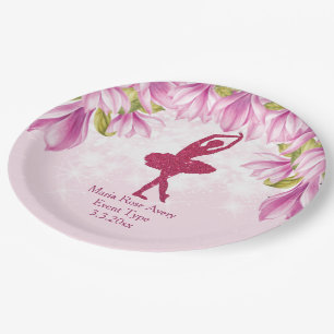 Assiettes En Carton Anniversaire rose Ballerina Personnalisé