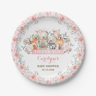 Assiettes En Carton Anniversaire rose chic de fille de baby shower de