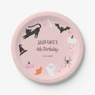 Assiettes En Carton Anniversaire rose d'Halloween