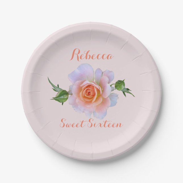 Assiettes En Carton Anniversaire rose du bonbon 16 (Devant)