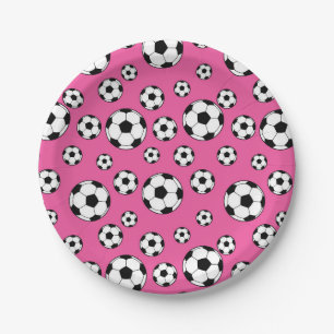 Assiettes En Carton Anniversaire rose soccer