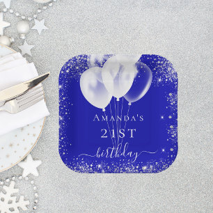 Assiettes En Carton Anniversaire royal bleu argent parties scintillant