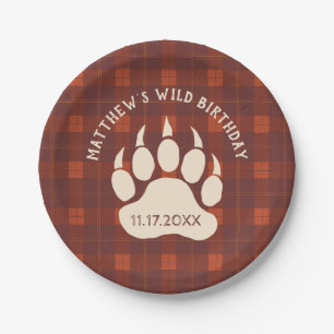 Assiettes En Carton Anniversaire Russe De L'Ours Plaid Paw Wild