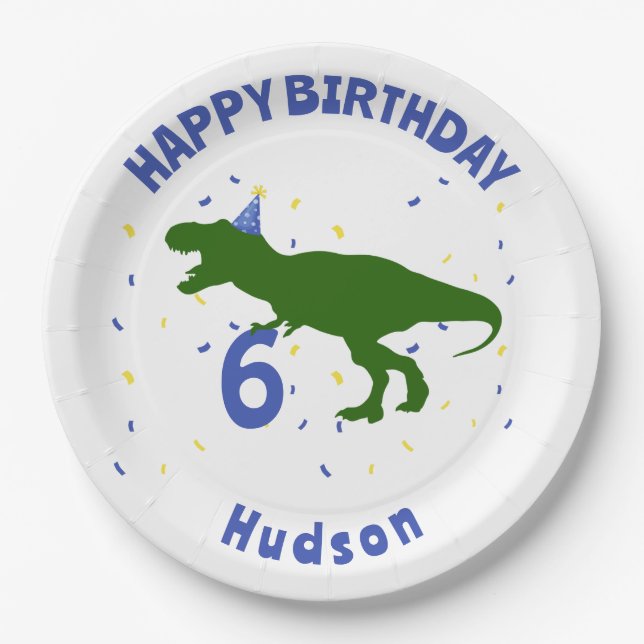 Assiettes En Carton "Anniversaire-Saurus" Dinosaure pour enfants Anniv (Devant)