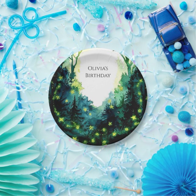 Assiettes En Carton Anniversaire simple de lucioles (Fête)