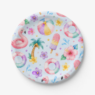 Assiettes En Carton Anniversaire Splash avec Aquarelle Fantaisiste