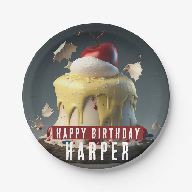 Assiettes En Carton Anniversaire sur le thème du blanc de neige (Devant)