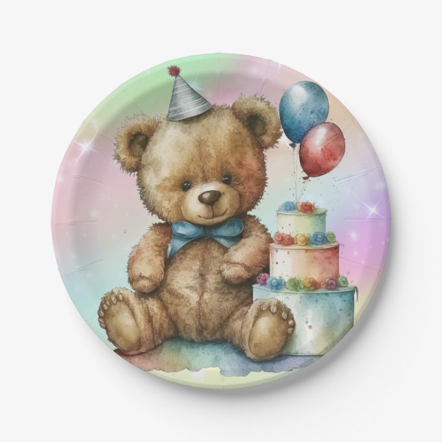Assiettes En Carton Anniversaire Teddy Bear (Devant)