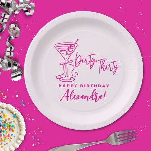 Assiettes En Carton Anniversaire Tendance Rose Dirty Thirty 30