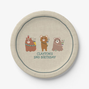 Assiettes En Carton Anniversaire tribal d'ours