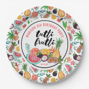Assiettes En Carton Anniversaire   Tutti Frutti   Plaque de papier