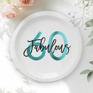 Assiettes En Carton Anniversaire vert turquoise élégant moderne