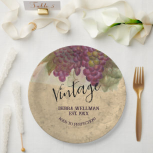 Assiettes En Carton Anniversaire vintage Vin Rustique Pays Personnalis