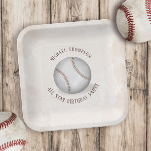 Assiettes En Carton Anniversaire Vintage Whimsical Baseball All Star P