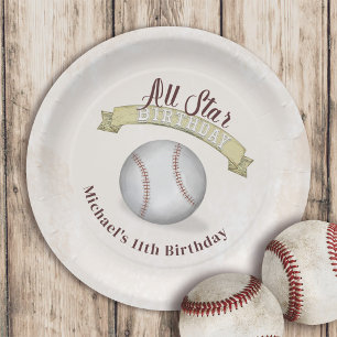 Assiettes En Carton Anniversaire Vintage Whimsical Baseball All Star P