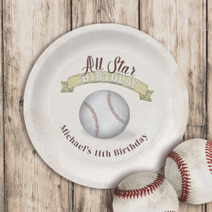 Assiettes En Carton Anniversaire Vintage Whimsical Baseball All Star P