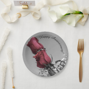 Assiettes En Carton Anniversary Photographe rouge