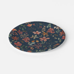 Assiettes En Carton Antique aquarelle Imprimer floral sur marine