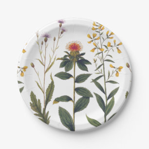Assiettes En Carton Antique Fleur sauvage Élégant Vintage Nature Lover