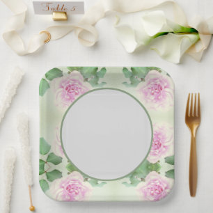 Assiettes En Carton Antique Pastel Rose Papier Plate