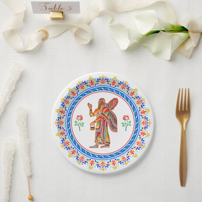 Assiettes En Carton Anunnaki assyrien en plaque de papier couleur (Mariage)