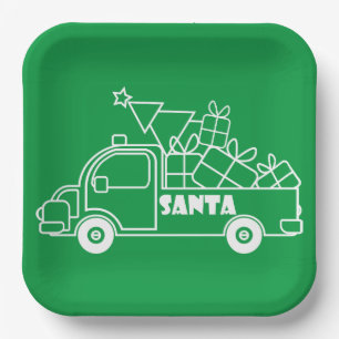 Assiettes En Carton Aperçu camion de Noël Père Noël vue côté voiture