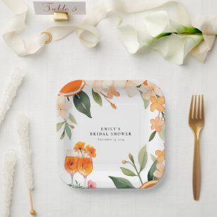 Assiettes En Carton Aperol Spritz Fête des mariées aquarelle