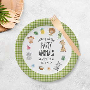 Assiettes En Carton Appel à tous les animaux Safari Jungle Anniversair