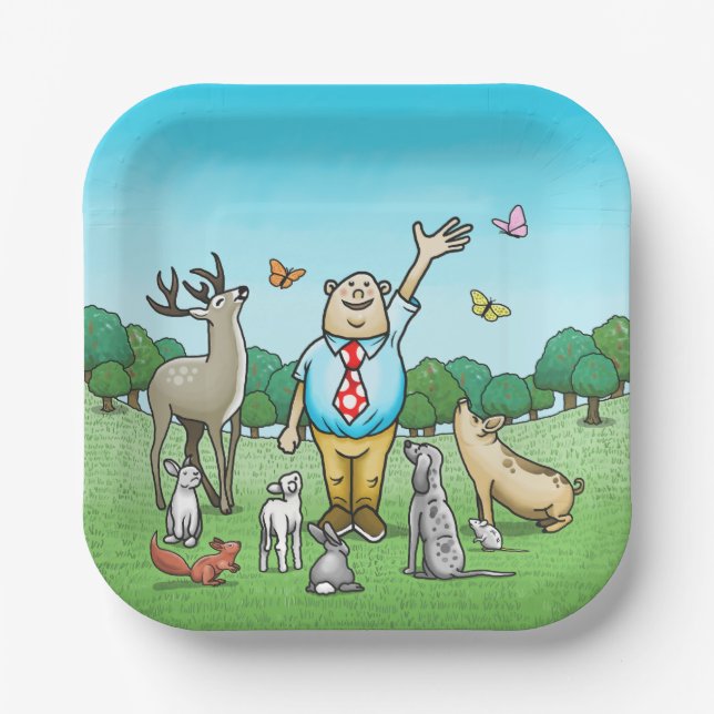 Assiettes En Carton Appel de tous les animaux de fête (Recto)