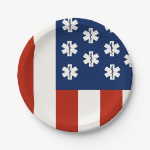 Assiettes En Carton Appel d'urgence aux travailleurs Médicales Flag US