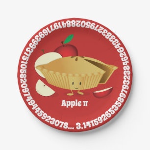 Assiettes En Carton Apple Pi Day   Plaque papier