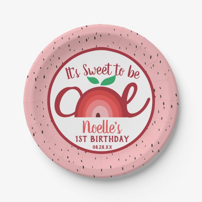 Assiettes En Carton Apple Rainbow, Sweet to be One, 1st Birthday Paper (Devant)