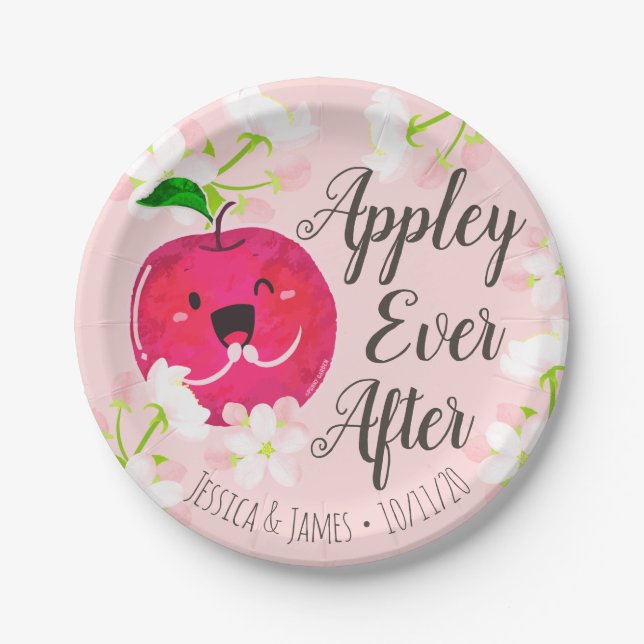 Assiettes En Carton Appley Ever After - Apple Pun (Devant)