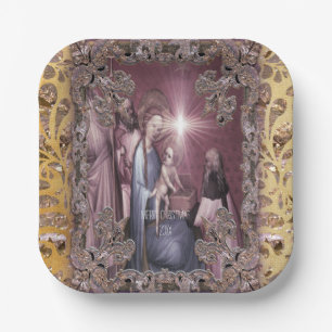 Assiettes En Carton Apporter des cadeaux Baby Jesus