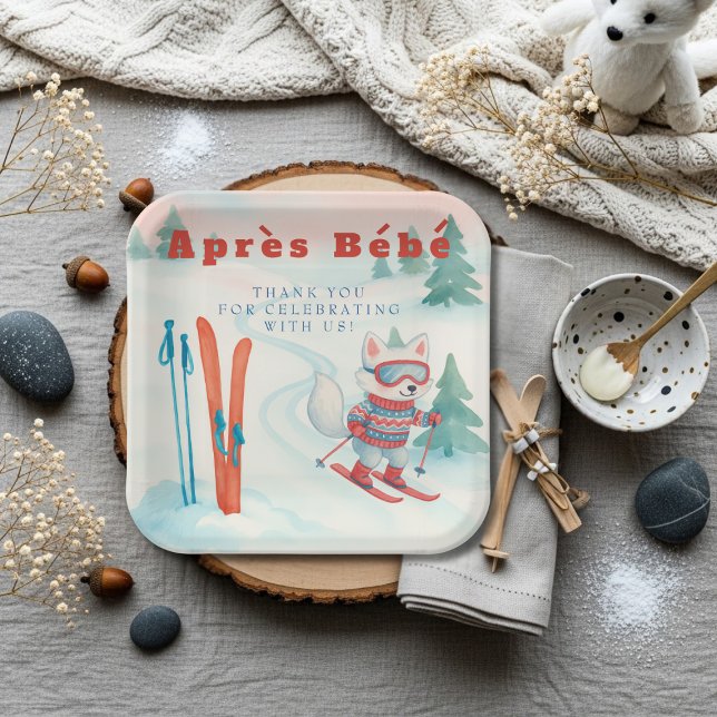 Assiettes En Carton Après Bébé ski Arctic Fox (Après Bébé ski Arctic Fox Paper Plates)
