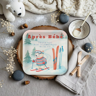 Assiettes En Carton Après Bébé ski Polar Bear