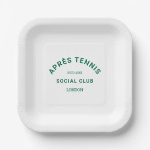 Assiettes En Carton Après le tennis Social Club Green Custom Crest