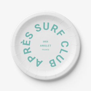Assiettes En Carton Après Surf Club Turquoise Surfers Social Crest