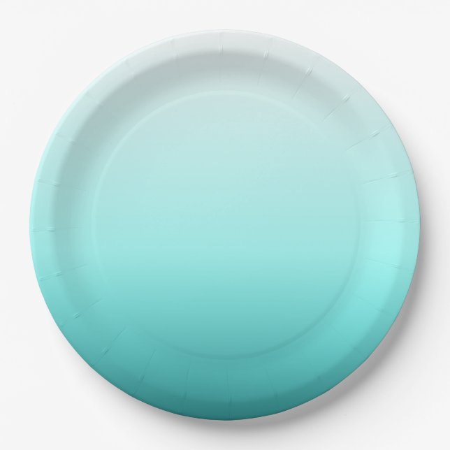 Assiettes En Carton Aqua Teal Ombre Gradient (Devant)