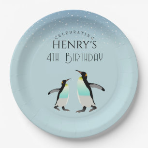 Assiettes En Carton Aquarelle adorable Penguin Arctique Anniversaire