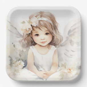 Assiettes En Carton Aquarelle Angel Girl