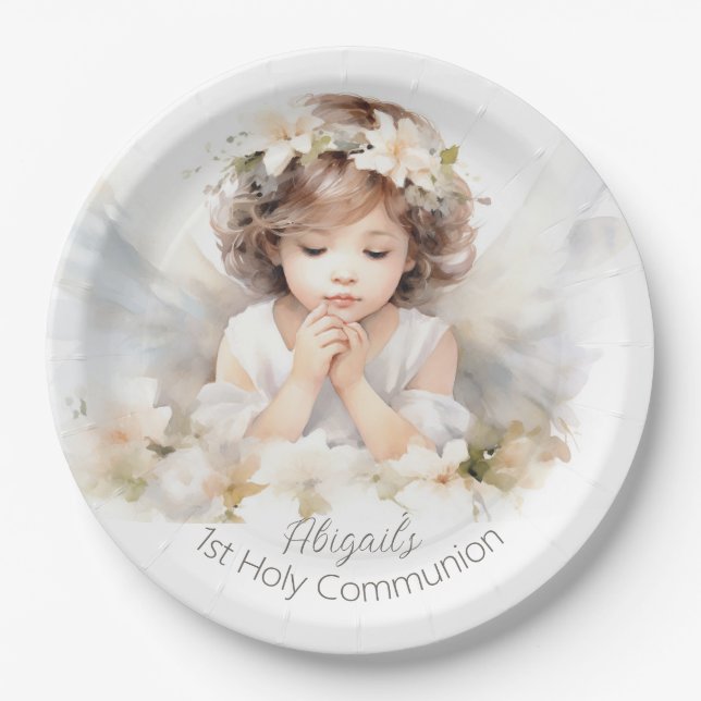 Assiettes En Carton Aquarelle Angel Girl (Devant)